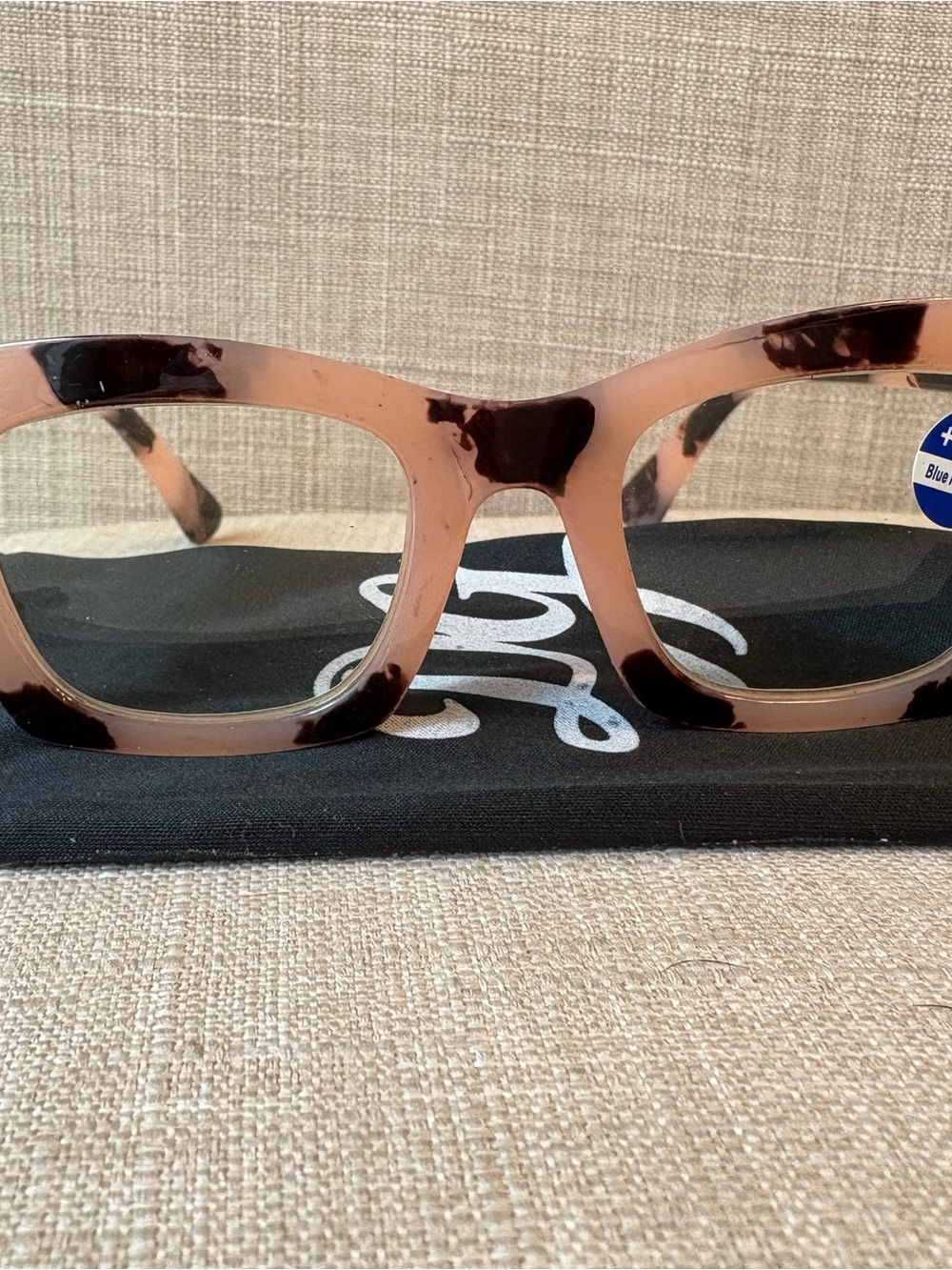 Women's Square Reading Glasses in Pink Tortoiseshell